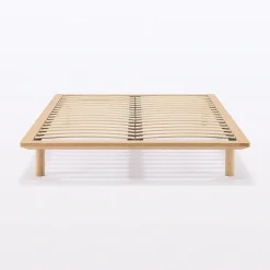 Outlet Muji Lit plateforme double en chêne