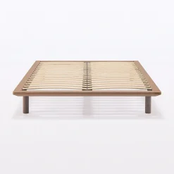 Discount Muji Lit plateforme double en noyer