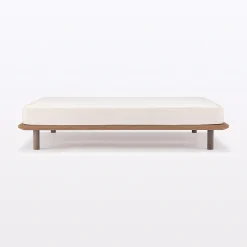 Discount Muji Lit plateforme double en noyer