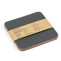 Best Muji Lot de 4 dessous de verre rectangulaires en cuir recyclé, Graphite