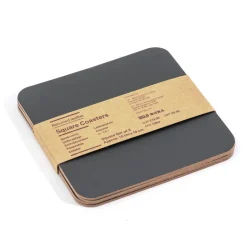 Best Muji Lot de 4 dessous de verre rectangulaires en cuir recyclé, Graphite