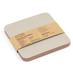 Muji Lot de 4 dessous de verre rectangulaires en cuir recyclé, Gris Cendré