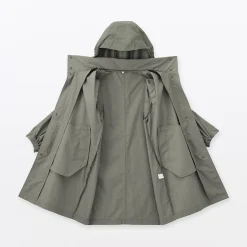 Hot Muji Manteau à capuche amovible déperlant pour femme