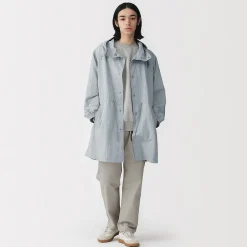 Hot Muji Manteau à capuche en nylon recyclé déperlant pour homme
