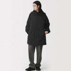 Hot Muji Manteau à capuche en nylon recyclé déperlant pour homme