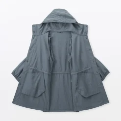 Hot Muji Manteau à capuche en nylon recyclé déperlant pour homme
