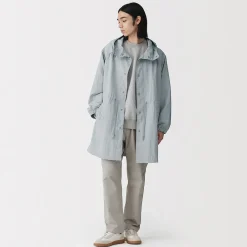 Hot Muji Manteau à capuche en nylon recyclé déperlant pour homme