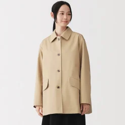 Sale Muji Manteau à col montant déperlant en sergé de coton pour femme