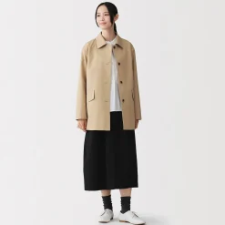 Sale Muji Manteau à col montant déperlant en sergé de coton pour femme
