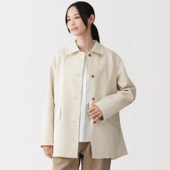 Sale Muji Manteau à col montant déperlant en sergé de coton pour femme