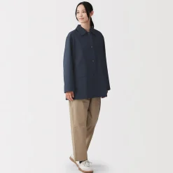 Sale Muji Manteau à col montant déperlant en sergé de coton pour femme
