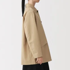 Sale Muji Manteau à col montant déperlant en sergé de coton pour femme