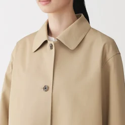 Sale Muji Manteau à col montant déperlant en sergé de coton pour femme