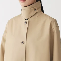 Sale Muji Manteau à col montant déperlant en sergé de coton pour femme
