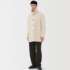 Clearance Muji Manteau droit en cachemire recyclé pour homme