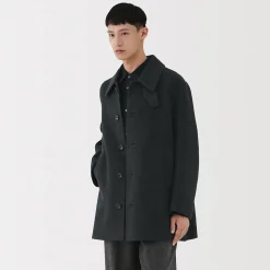 Clearance Muji Manteau droit en cachemire recyclé pour homme