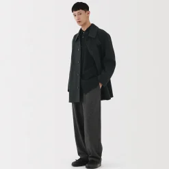 Clearance Muji Manteau droit en cachemire recyclé pour homme