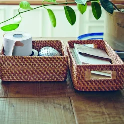 Online Muji Panier en rotin à poignées L15X P22X H9cm