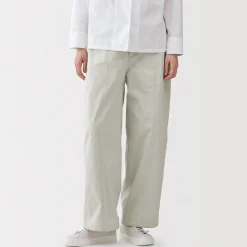 Sale Muji Pantalon à cordon de serrage en toile de coton léger pour femme