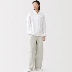 Sale Muji Pantalon à cordon de serrage en toile de coton léger pour femme