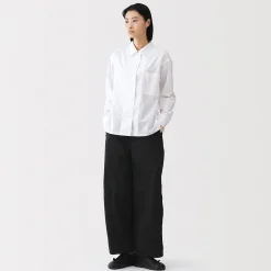 Sale Muji Pantalon à cordon de serrage en toile de coton léger pour femme