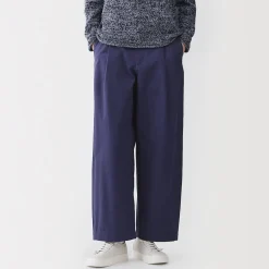 Hot Muji Pantalon à coupe cocon et à plis en toile de coton pour femme