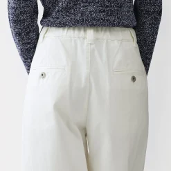 Hot Muji Pantalon à coupe cocon et à plis en toile de coton pour femme