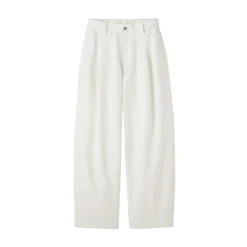 Hot Muji Pantalon à coupe cocon et à plis en toile de coton pour femme