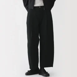 Hot Muji Pantalon à coupe cocon et à plis en toile de coton pour femme