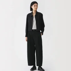 Hot Muji Pantalon à coupe cocon et à plis en toile de coton pour femme