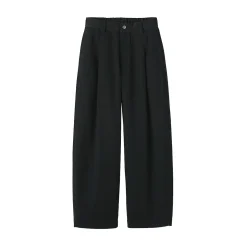 Hot Muji Pantalon à coupe cocon et à plis en toile de coton pour femme