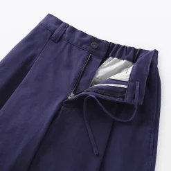 Hot Muji Pantalon à coupe cocon et à plis en toile de coton pour femme