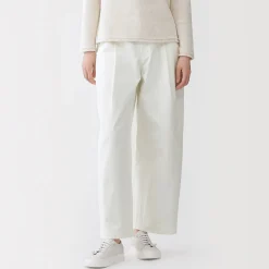 Hot Muji Pantalon à coupe cocon et à plis en toile de coton pour femme