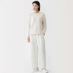 Hot Muji Pantalon à coupe cocon et à plis en toile de coton pour femme