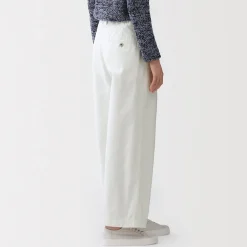 Hot Muji Pantalon à coupe cocon et à plis en toile de coton pour femme