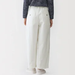 Hot Muji Pantalon à coupe cocon et à plis en toile de coton pour femme