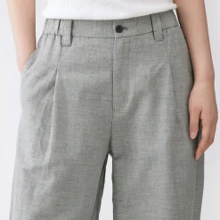 Outlet Muji Pantalon à plis à chevrons en mélange de lin pour femme Gris
