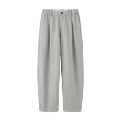 Outlet Muji Pantalon à plis à chevrons en mélange de lin pour femme Gris