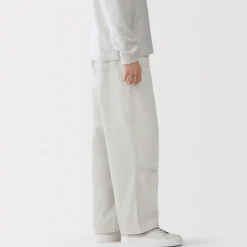 Muji Pantalon aux genoux renforcés en coton recyclé pour homme Blanc Cassé