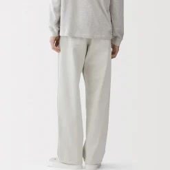 Muji Pantalon aux genoux renforcés en coton recyclé pour homme Blanc Cassé