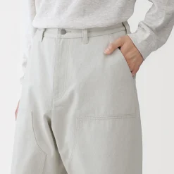Muji Pantalon aux genoux renforcés en coton recyclé pour homme Blanc Cassé