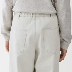 Muji Pantalon aux genoux renforcés en coton recyclé pour homme Blanc Cassé