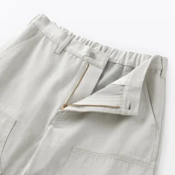 Muji Pantalon aux genoux renforcés en coton recyclé pour homme Blanc Cassé