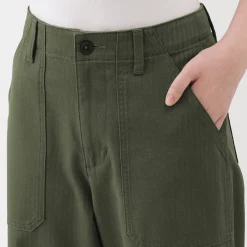 Discount Muji Pantalon avec motif de chevrons en coton pour femme