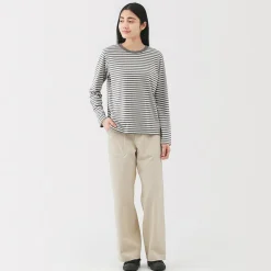 Discount Muji Pantalon avec motif de chevrons en coton pour femme
