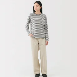 Discount Muji Pantalon avec motif de chevrons en coton pour femme