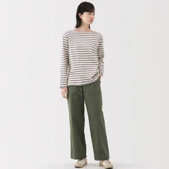 Discount Muji Pantalon avec motif de chevrons en coton pour femme