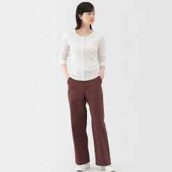 Discount Muji Pantalon avec motif de chevrons en coton pour femme