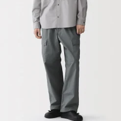 Clearance Muji Pantalon cargo à coupe Easy Fit en toile de coton léger pour homme