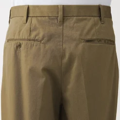 New Muji Pantalon Chino à pinces en coton stretch coupe wide homme